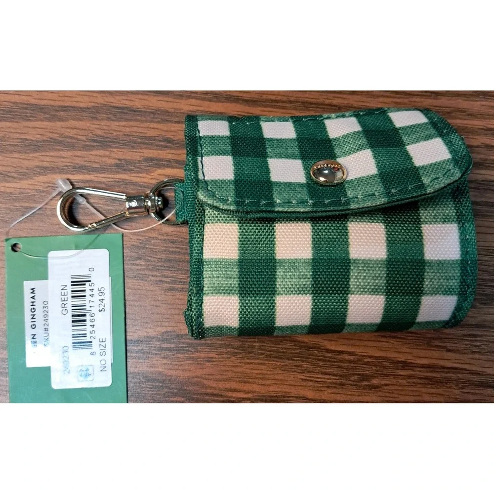 Kate Spade Dog Bag Holder, Green and White, snap close, 4